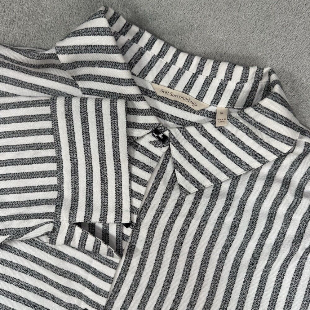 Soft Surroundings Striped Standout Tunic Womens XL White Asymmetrical Lagenlook